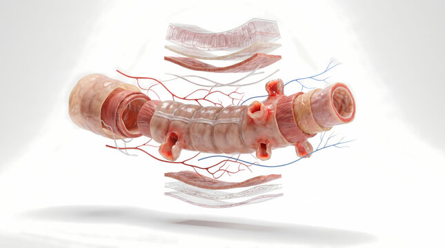3D Medical Model Cross-Sectional View of the Trachea and Lungs