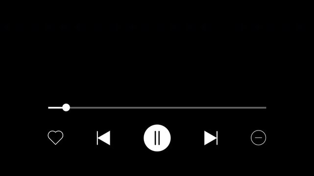 Audio music timeline, One minute music player animation on transparent background.