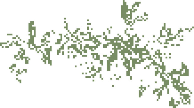 Abstract green fractal pattern against a stark white background