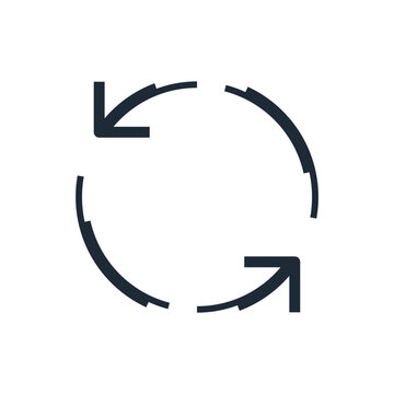 Two arrows of circular rotation. Refresh, reboot update action arrow.Vector linear icon illustration isolated on white background.