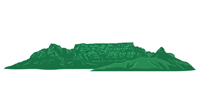 Table Mountain Landscape Vector Illustration - Iconic Natural Landmark