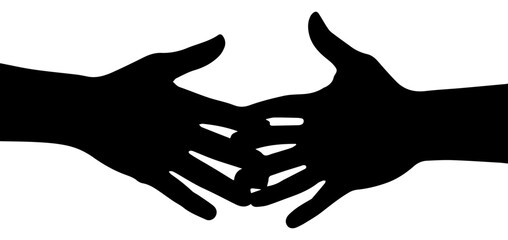 Fototapeta premium Silhouette of Two Hands Reaching Out to Each Other for Connection and Partnership