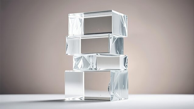 Economic stagnation concept minimal glass blocks imbalance background