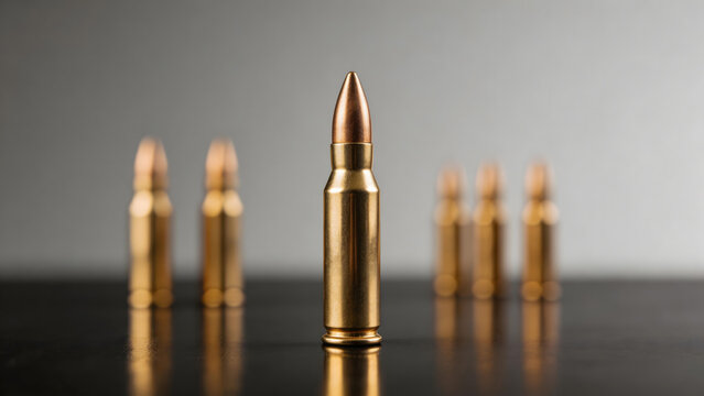 Bullets arranged on reflective surface