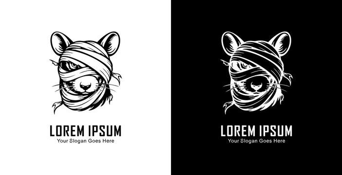 Logo design in the form of a rat's head wrapped in a bandage
