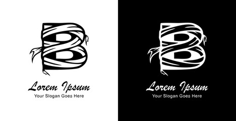 Logo design of the letter B wrapped in a bandage © Yohanes