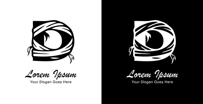 Logo design of the letter D wrapped in a bandage