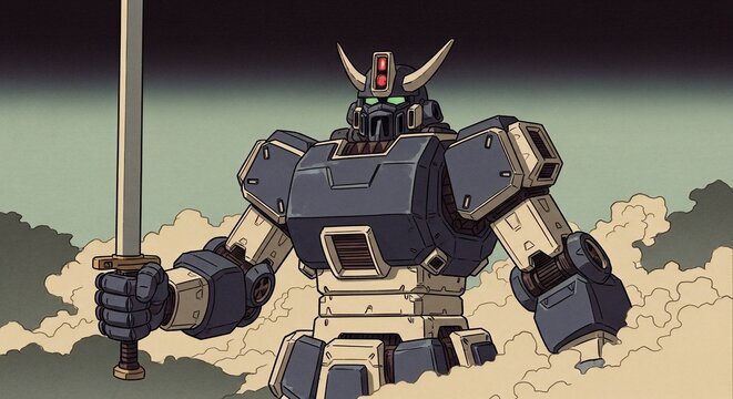Anime robot warrior illustration