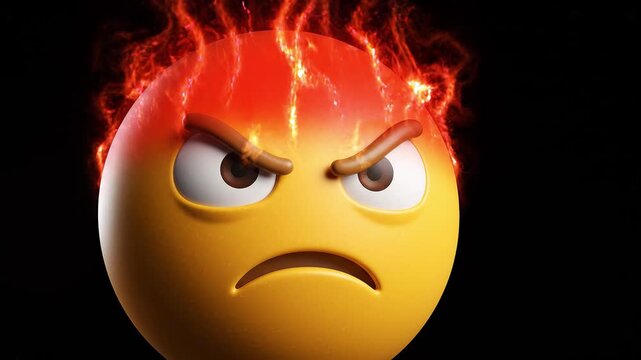 Illustration of a emoticon showing a face with an angry and vengeful expression
