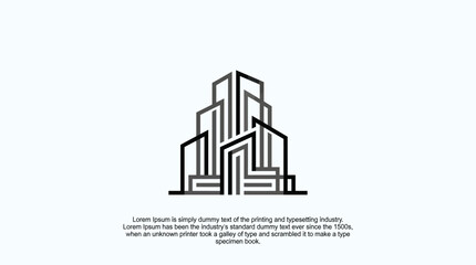 Naklejka premium An abstract representation of a modern city skyline showcasing unique geometric shapes and architectural elements in a minimalistic style, conveying urban life.