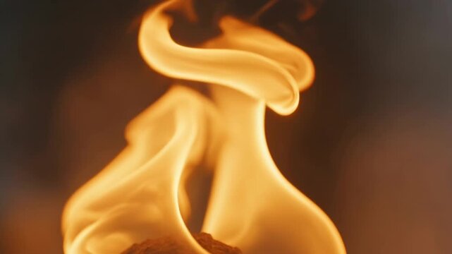 Flames rise and swirl from a burning object, creating dynamic shapes and patterns against a dark background, showcasing the mesmerizing movement of fire