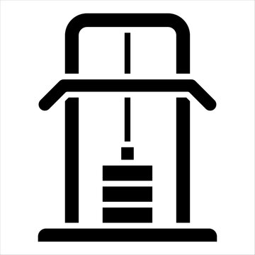 Lat Pulldown Machine Icon Silhouette for Gym Training