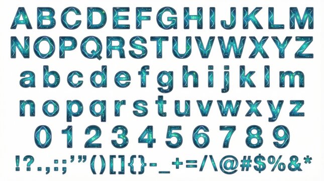 Font alphabet in DNA helix lettering with twisted rails base-pair bridges and biotech decoration style from A to Z numbers punctuation isolated on white background.