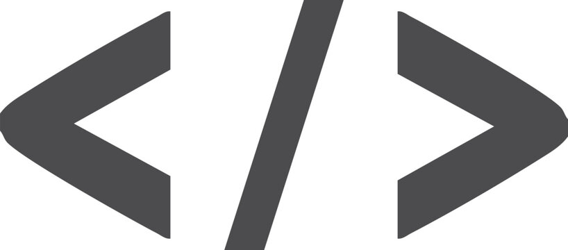 Code icon vector illustration, simple black programming symbol isolated on transparent background