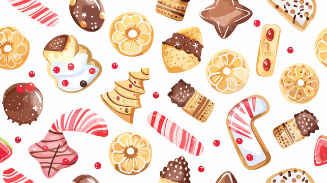 Assorted Decorative Cookies and Sweets in a Colorful Pattern for Holiday Celebrations