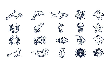 Marine animals illustrations set. © ana