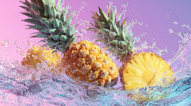 pineapple and mint splashing water