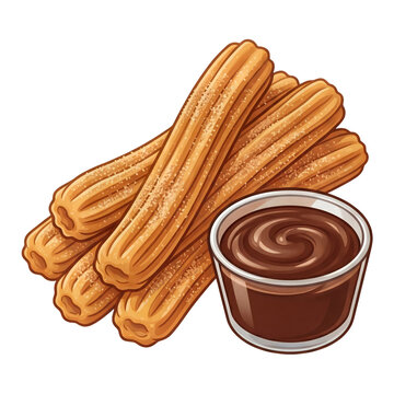 Deep fried churros dusted with cinnamon sugar served with a bowl of dark chocolate dipping sauce