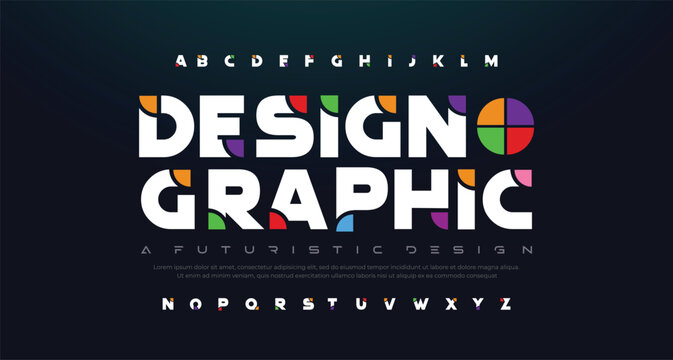 Modern abstract digital alphabet font. Minimal technology typography, Creative urban sport fashion futuristic font and with numbers. vector illustration 