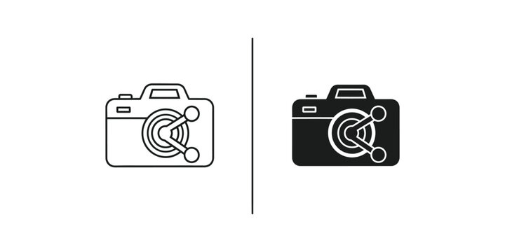 Comparison of a classic camera and a modern digital camera icon design