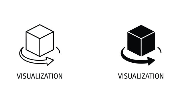 Object rotation visualization symbol with cube and directional arrow for 3d modeling software interface