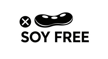 Obraz premium Soy free label icon with soybean silhouette isolated on white background.