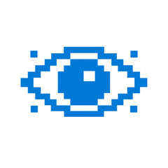 Obraz premium Minimalist flat vector design of a digital eye in a pixelated style