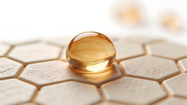 Golden droplet on hexagonal surface