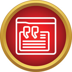 Obraz premium Website browser displaying a quote icon, representing online testimonials and customer reviews