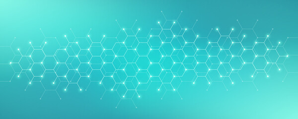 Fototapeta na wymiar Genetic engineering and molecular structure, hexagon DNA network, science chemical and biotechnology concept, innovation technology, healthcare, and medicine design
