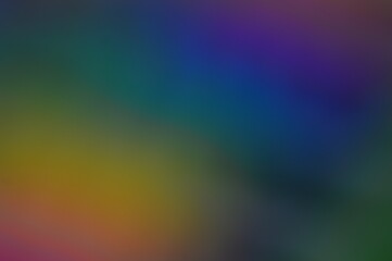 Obraz premium Deep prismatic color gradient. Soft focus green and navy blending. Subtle yellow highlights. Ethereal dark purple transition. Fluid abstract composition. Muted light diffusion