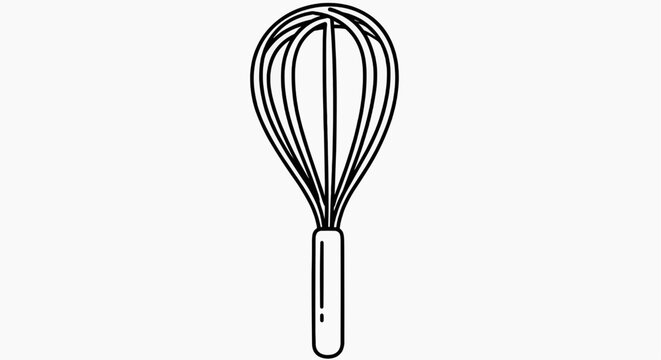A Simple Line Drawing of a Kitchen Whisk, a Utensil for Mixing and Whipping Ingredients in Cooking and Baking