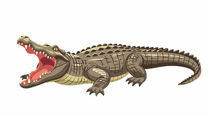 Fototapeta premium Nile crocodile with open mouth cartoon illustration isolated vector design animal wildlife collection