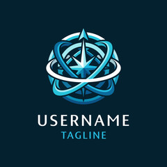 This modern logo features a stylized compass, representing navigation and exploration, exuding professionalism and reliability, suitable for travel or technology-related businesses. © Frank