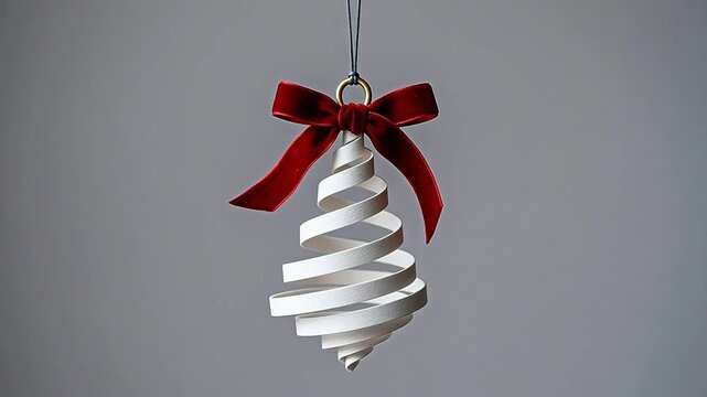 Paper Christmas tree ornament with red bow for creative digital media and visual arts