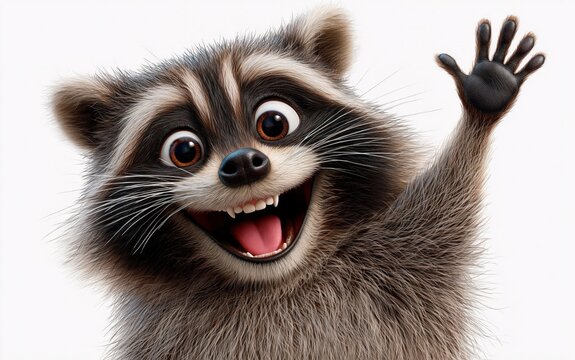 Animated Raccoon Waving Goodbye