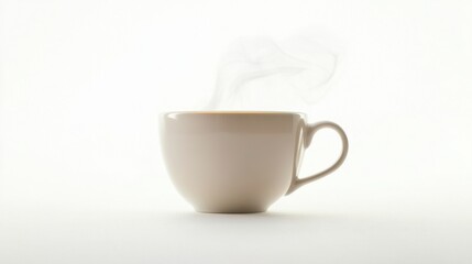 Fototapeta premium Hot cup of tea with rising steam isolated on white