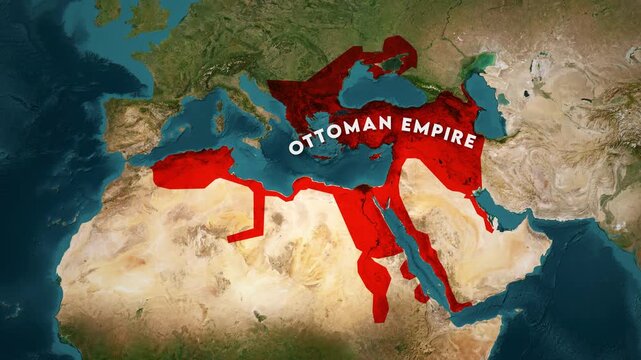 Ottoman Empire Map Animation around 1650 AD. Historical map animation of the Ottoman Empire. 4k.