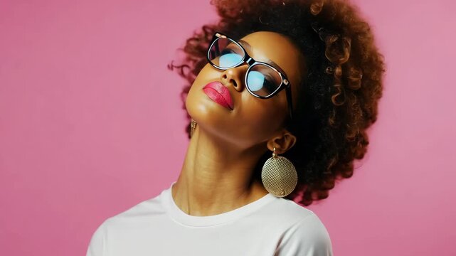 Confident woman expressing attitude with bold fashion and accessories
