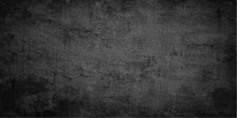 Obraz premium A dark vintage grunge wall background features a rough textured surface of aged black concrete and dirty grey paper with a weathered pattern