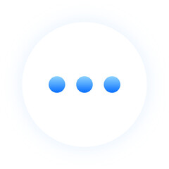 Fototapeta premium Neon blue horizontal ellipsis icon for more options and menu navigation