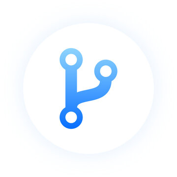 Neon blue git branch icon with soft glow for software development and coding apps