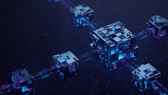 Big data technology data science analysis artificial intelligence generative ai deep learning machine learning algorithm neural flow network analytics innovation abstract futuristic. 3d rendering.