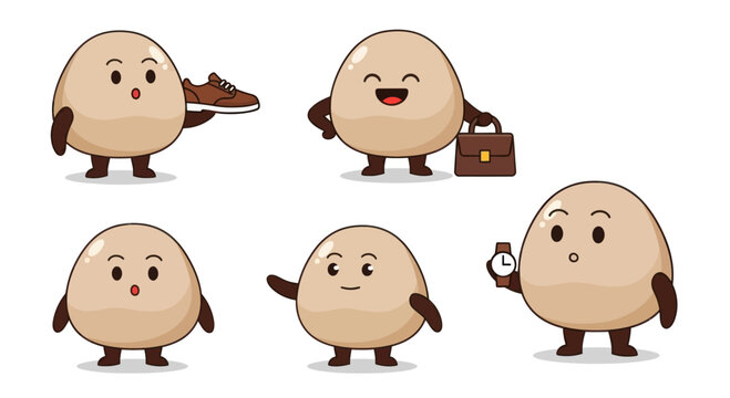 Cute Egg Character Set: Business, Casual, and Poses