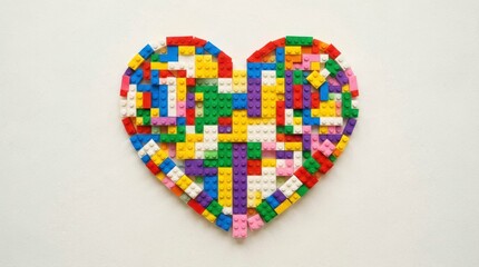 Naklejka premium Colorful LEGO Heart Made From Assorted Bricks