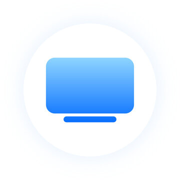 Sleek blue smart tv icon with neon glow for media and video apps