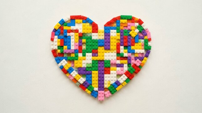Colorful LEGO Heart Made From Assorted Bricks