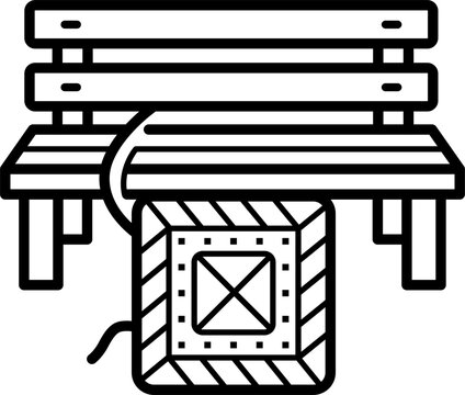 Knitted Bench Blanket Line Icon