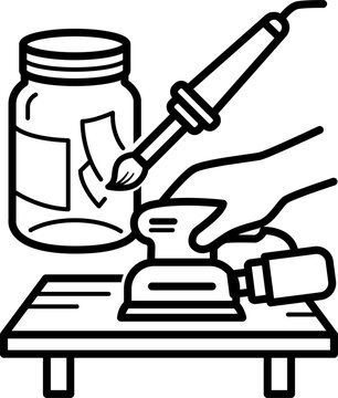 Soldering Iron and Glass Jar Craft Line Icon