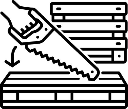 Wood Upcycling and Sawing Line Icon